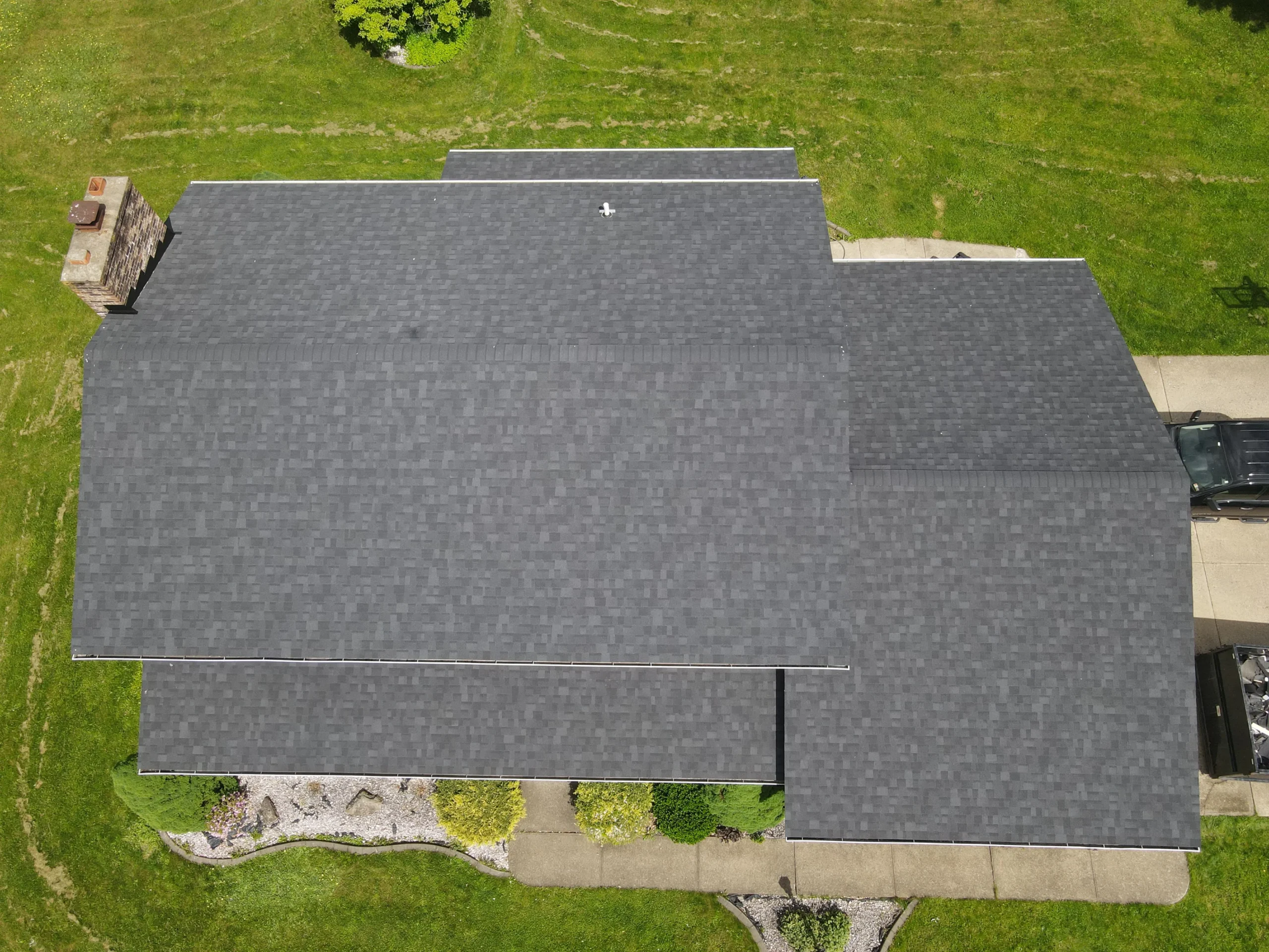Completed roof replacement Pittsburgh aerial drone